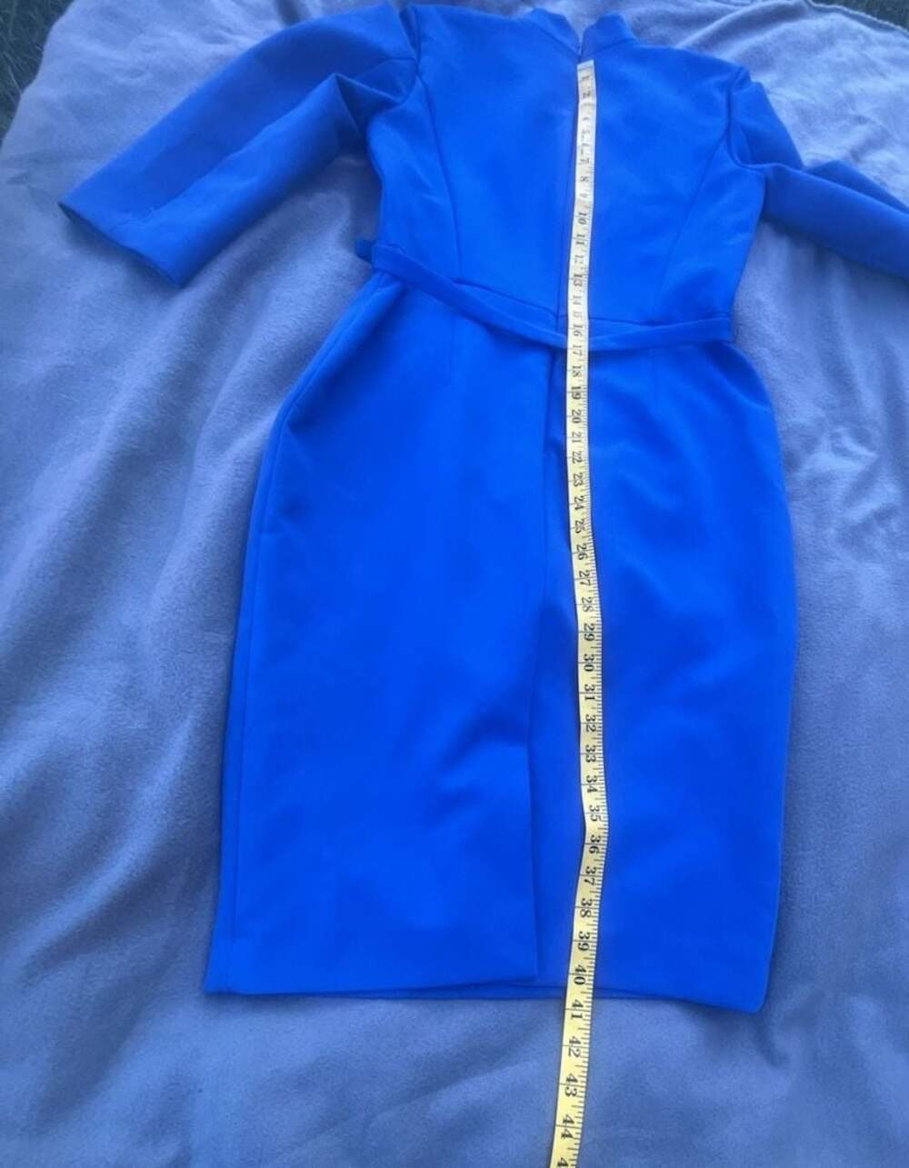 Hobbs London Dianna Cobalt Blue V-Neck Belted Sheath Dress - Picture 10 of 10